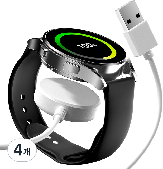 구스페리 갤럭시 워치 호환 무선 충전 케이블 충전독, 화이트, 4개