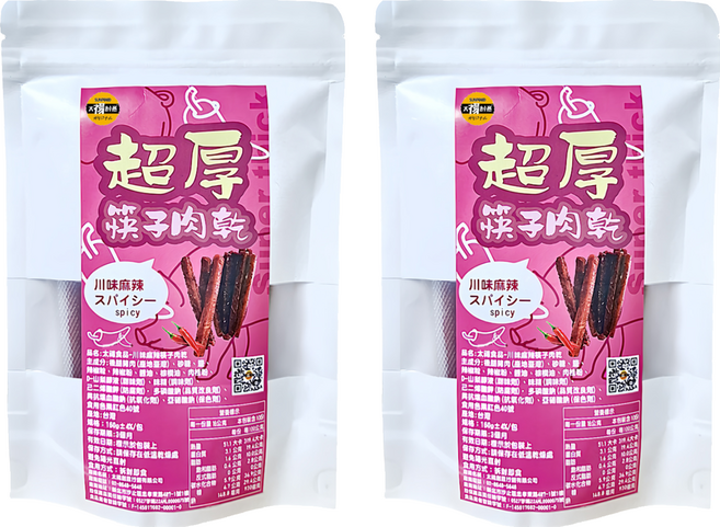 太禓食品 超厚筷子真空肉乾 川辣, 160g, 2袋