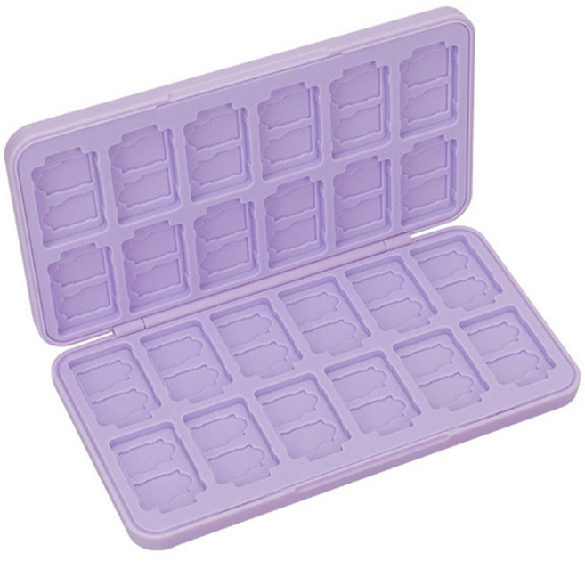 호후 닌텐도 스위치 OLED 라이트 호환 게임칩 24칸 카드 케이스 보관함, 무지 라벤더, 1개