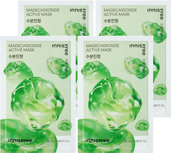 INNISFREE 台灣公司貨 積雪草高效活性面膜 25ml, 4個, 1個裝