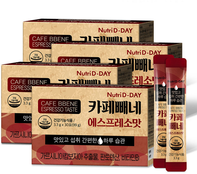 Nutri D-DAY 孅姿藤黃果咖啡隨身包 義式濃縮咖啡口味 30條入, 4盒, 99g