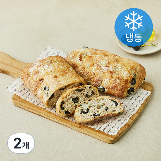 프레시오늘 저온숙성 소프트 수제 저당 올리브 치아바타 2개입 (냉동), 300g, 2개