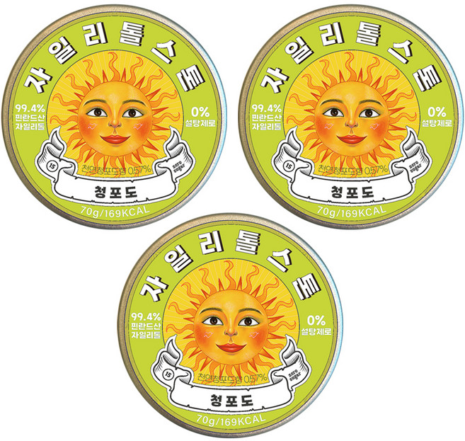 자일리톨스톤 캔디 청포도, 70g, 3개
