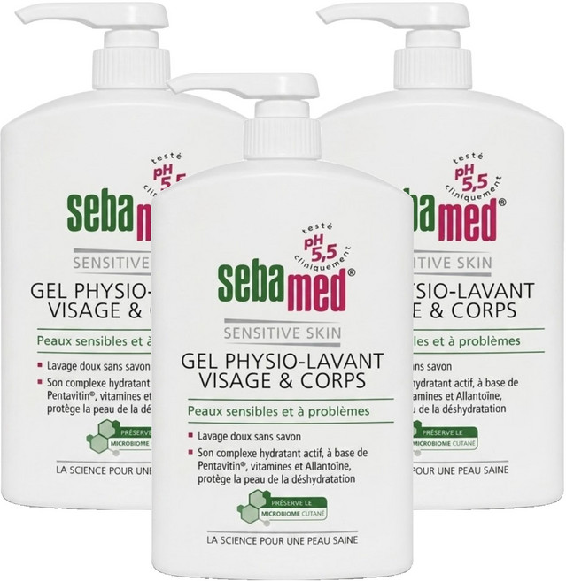 sebamed 施巴 pH5.5 潔膚露 附壓頭 (平行輸入), 3瓶, 1L
