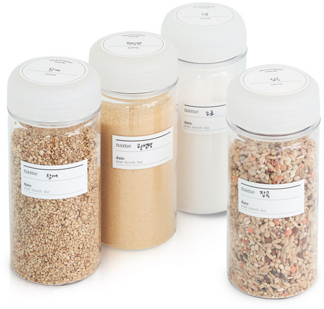 네이쳐리빙 릴리브 양념통 4p + 사각 네임택 + 원형 네임택 세트, 350ml, 1세트