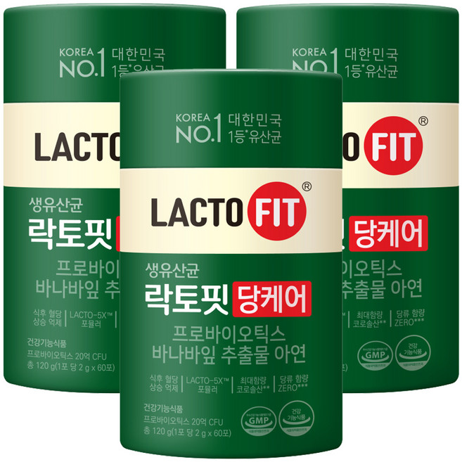 락토핏 당케어 유산균, 120g, 3개