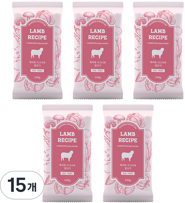 하이독 강아지 시그니처 화식 사료 (냉동), 양고기, 100g, 15개