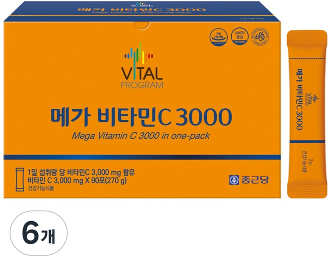 바이탈프로그램 종근당 바이탈 프로그램 메가비타민C 3000 90p, 270g, 6개