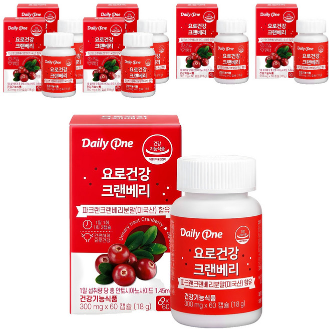 데일리원 요로건강 크랜베리, 60정, 7개