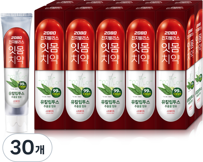 2080 진지발리스 잇몸치약 스트롱민트 유칼립투스향, 150g, 30개