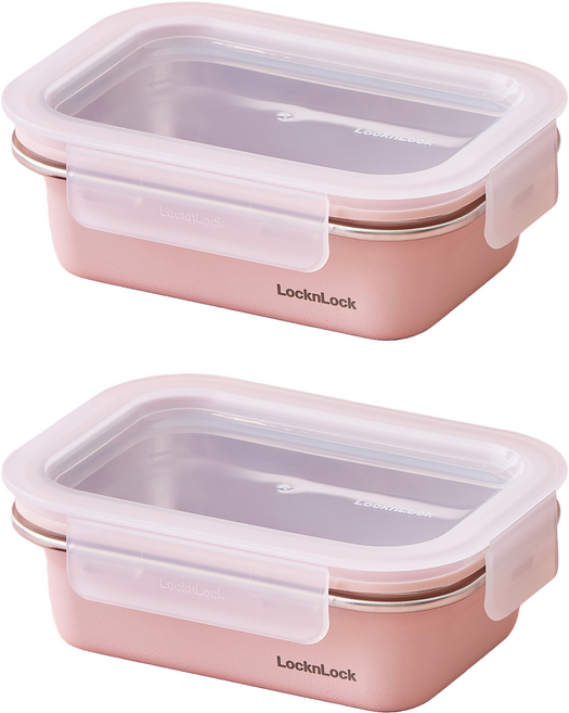 락앤락 컬러스텐코지 밀폐용기 미스티 로즈, 2개, 400ml