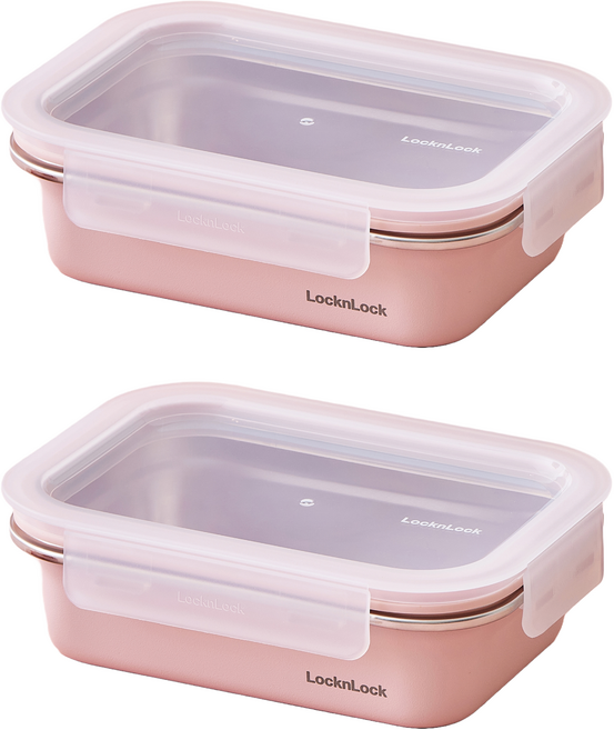 락앤락 컬러스텐코지 밀폐용기 미스티 로즈 600ml, 2개, 단품