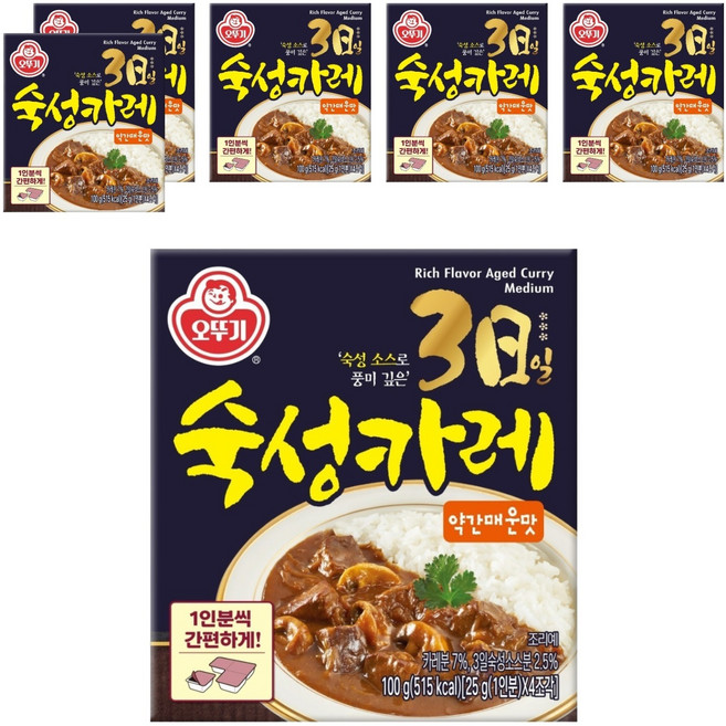 오뚜기 3일 숙성카레 고형 약간매운맛, 100g, 6개