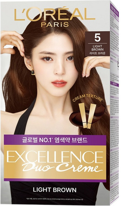 로레알파리 엑셀랑스 듀오크림 나눠쓰는 새치염색 염모제, 5호 라이트 브라운, 1개