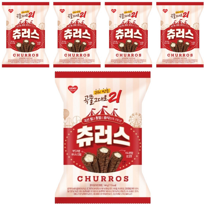 개미 구워 만든 곡물그대로 21 크리스피롤 츄러스, 5개, 144g