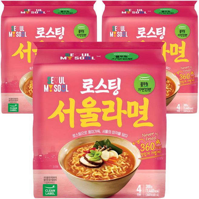 풀무원자연건면 로스팅 서울 라면 97g, 12개