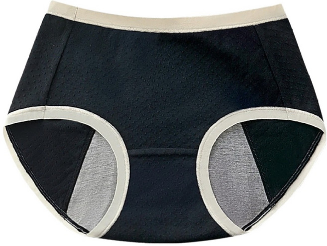5A石墨烯抗菌加寬加大防漏生理內褲, 黑色
