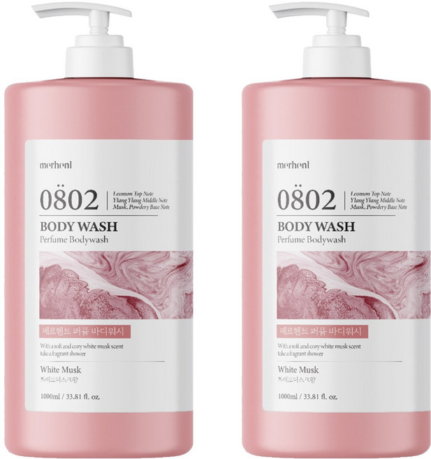 메르헨트 퍼퓸 바디워시 화이트머스크향, 1L, 2개