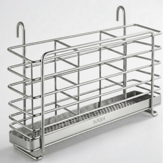 해피위더스 걸이형 304 스텐 수저통, 1개