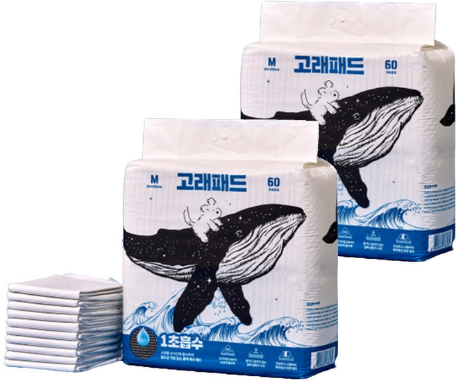 핏펫 강아지 고래 배변패드, 60개입, 2개