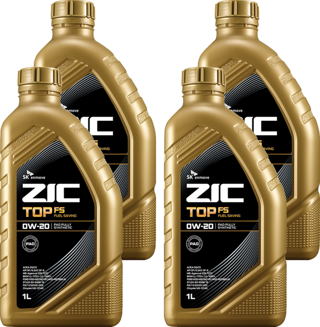 지크 TOP FS 엔진오일, 4개, 0w20, 1L