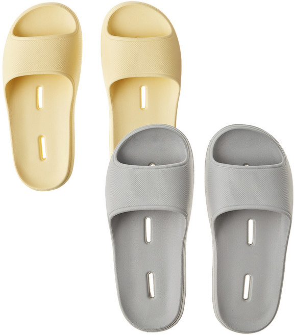 베이스알파에센셜 문에 안걸리는 발등 낮은 욕실화 2종 세트 국내생산/EVA재질, 옐로우, 그레이, 1개