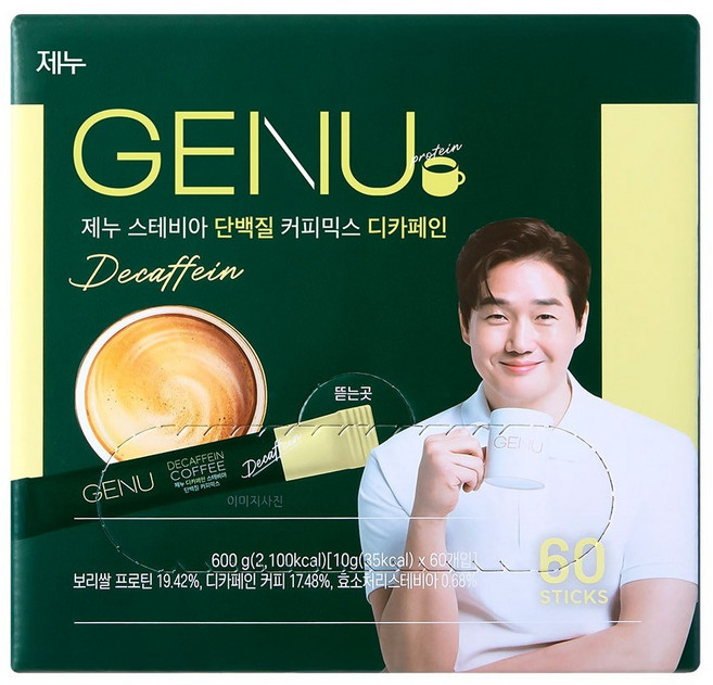 제누 스테비아 단백질 커피믹스 디카페인, 10g, 60개입, 1개