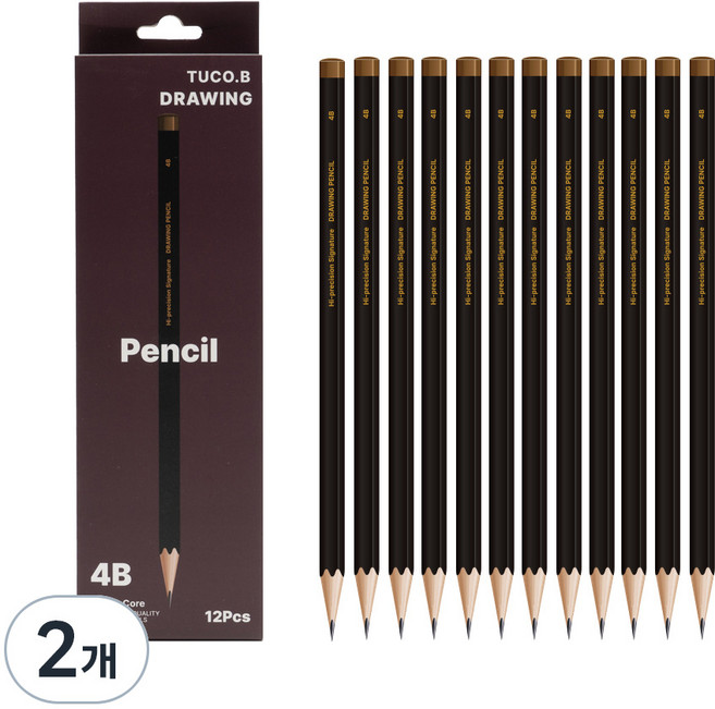 투코비 드로잉 연필 12P, 4B, 2개