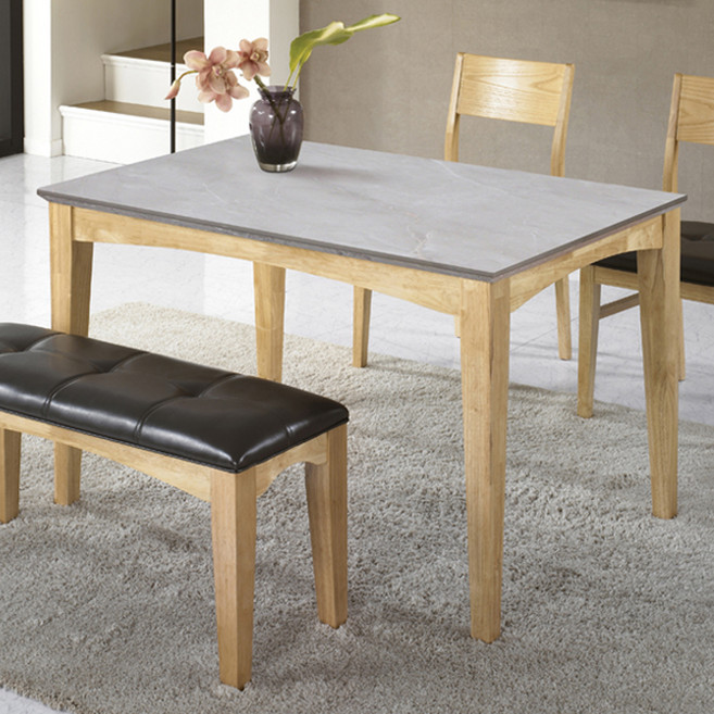 도리퍼니처 에이스 세라믹 원목 4인용 식탁세트 방문설치, 내추럴 그레이, 일반 2 + 벤치 1