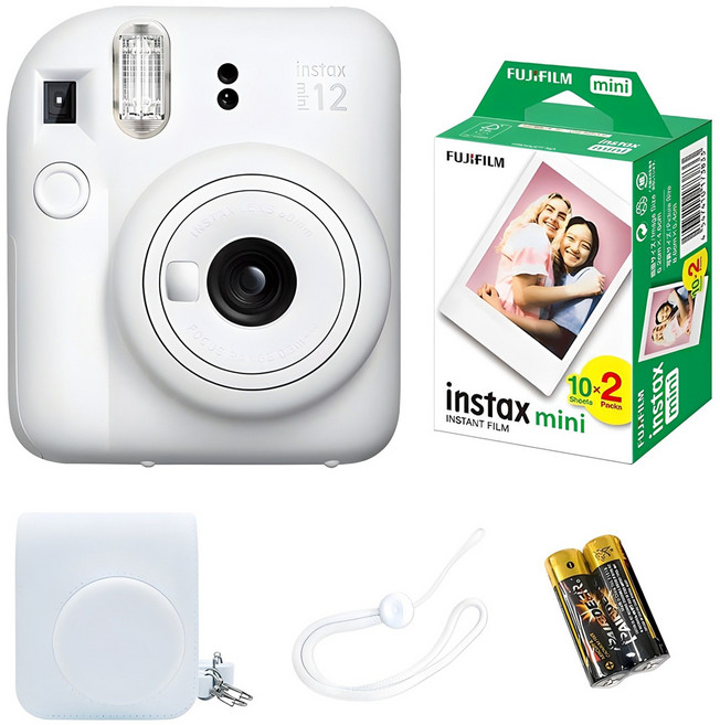 인스탁스 즉석카메라 클레이화이트 + 가방 + 필름 10p x 2팩 + 스트랩 세트 MINI12, 1세트