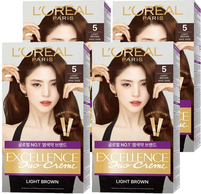 로레알파리 엑셀랑스 듀오크림 염모제, 5호 라이트 브라운, 4개 - 쿠팡