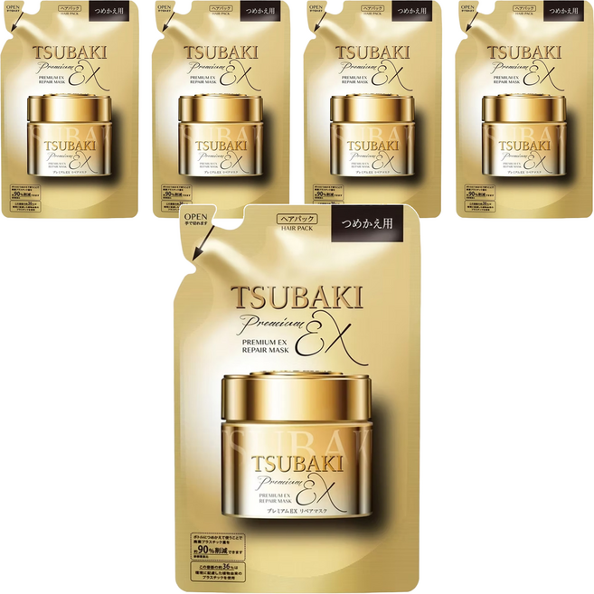 TSUBAKI 思波綺 金耀瞬護髮膜EX補充包, 150g, 5包