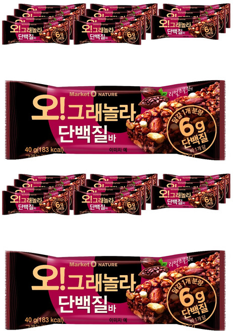 마켓오네이처 오 그래놀라 단백질바, 40g, 24개