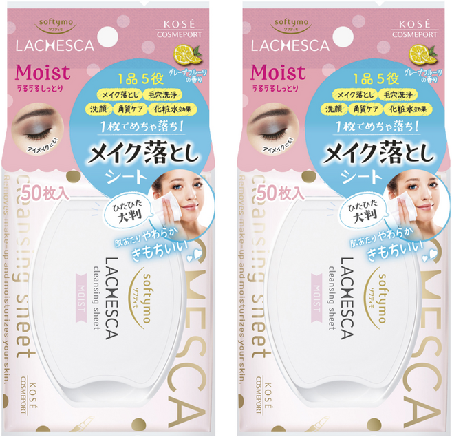 KOSE 高絲 LACHESCA 自由淨肌 台灣公司貨 零毛孔卸粧棉 水嫩, 50張, 2包