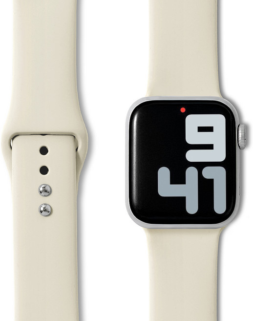 누아트 애플워치 호환 더블버클 실리콘 스트랩, 아이보리, 1개