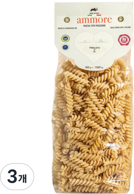 ammore 파스타 푸실리티, 500g, 3개
