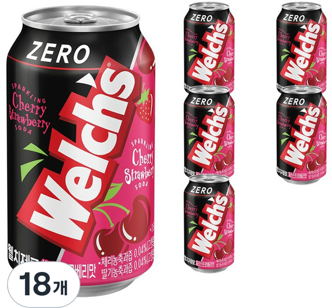 웰치스 웰치 제로 체리스트로베리맛, 18개, 355ml