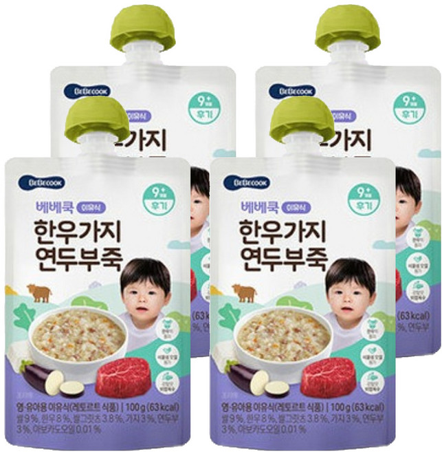 베베쿡 한우 가지 연두부죽 실온이유식 후기, 4개, 100g, 한우 + 가지 + 연두부 혼합맛