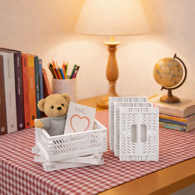 MF스토어 파스텔 접이식 선반 폴딩박스, 화이트, 4개