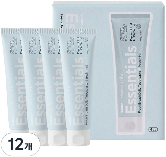 플루 에센셜 프레시 브레스 데일리 치약, 120g, 12개