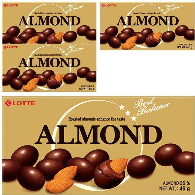 LOTTE 樂天 杏仁可可球, 46g, 4盒