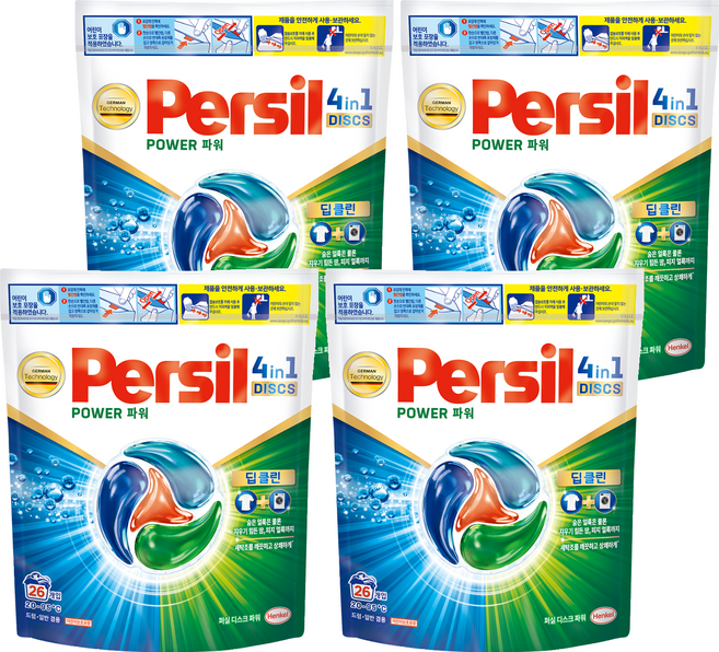 퍼실 디스크 파워 세탁 캡슐세제 파우치, 26개입, 4개