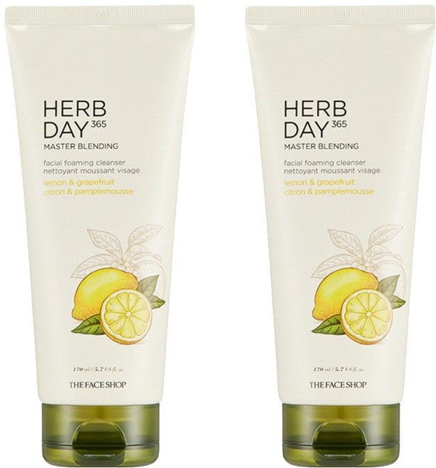 더페이스샵 허브데이 마스터 블렌딩 클렌징폼 레몬, 170ml, 2개
