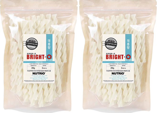 뉴트리오 강아지 브라이트오 덴탈껌, 대구살, 250g, 2개