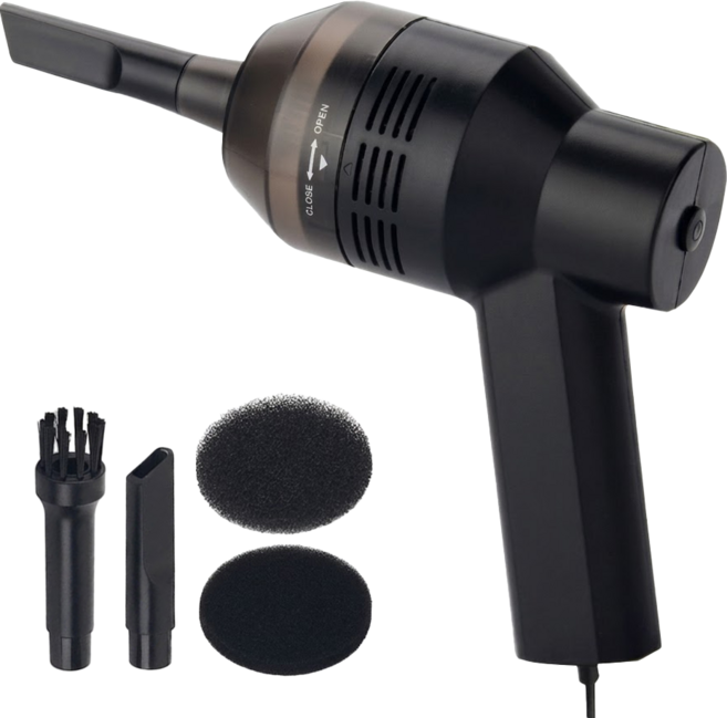 無品牌 3.5W 手持 有線 吸塵器 扁嘴管 刷毛管 替換濾網 USB線 黑色