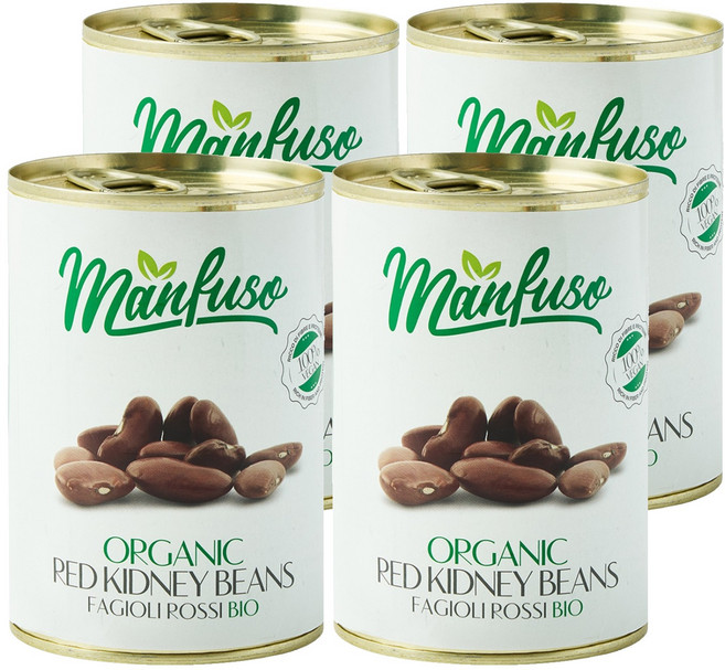 멘푸소 유기농 강낭콩 통조림, 400g, 4개