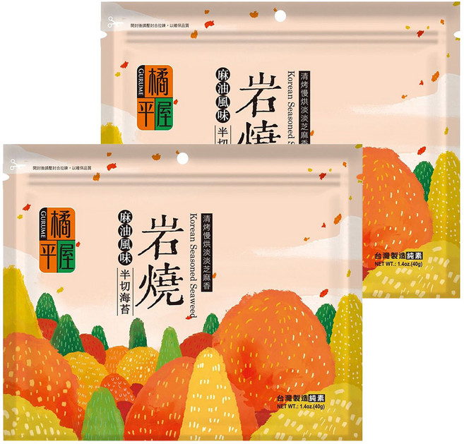 橘平屋 岩燒半切海苔 麻油風味, 40g, 2包