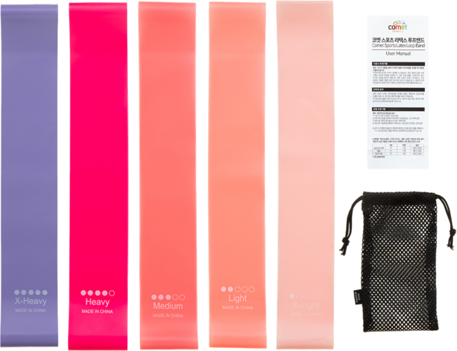 코멧 스포츠 라텍스 루프밴드 5종 세트, 핑크, 오렌지, 피치, 로즈, 퍼플, 1세트