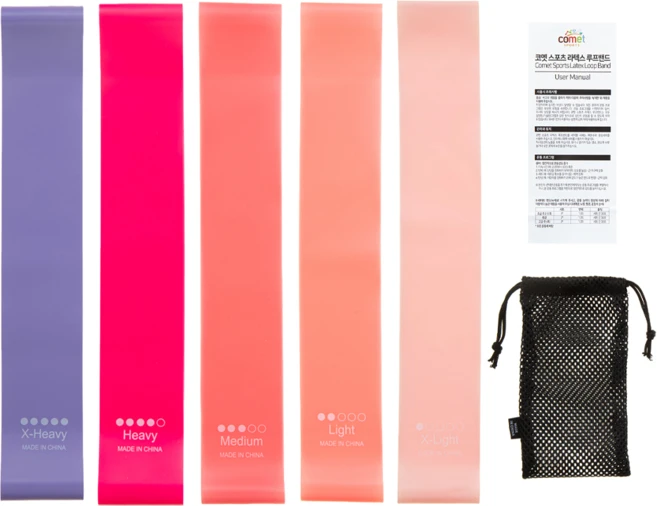 코멧 스포츠 라텍스 루프밴드 5종 세트, 핑크, 오렌지, 피치, 로즈, 퍼플, 1세트 - 쿠팡
