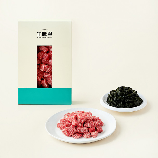 우미학 한우 1++등급 양지(세절) 국거리용 200g + 기장숙성미역 100g (냉장), 1세트